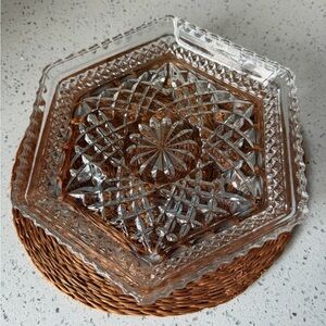 Anchor Hocking Wexford Glass Hexagon Footed Dish